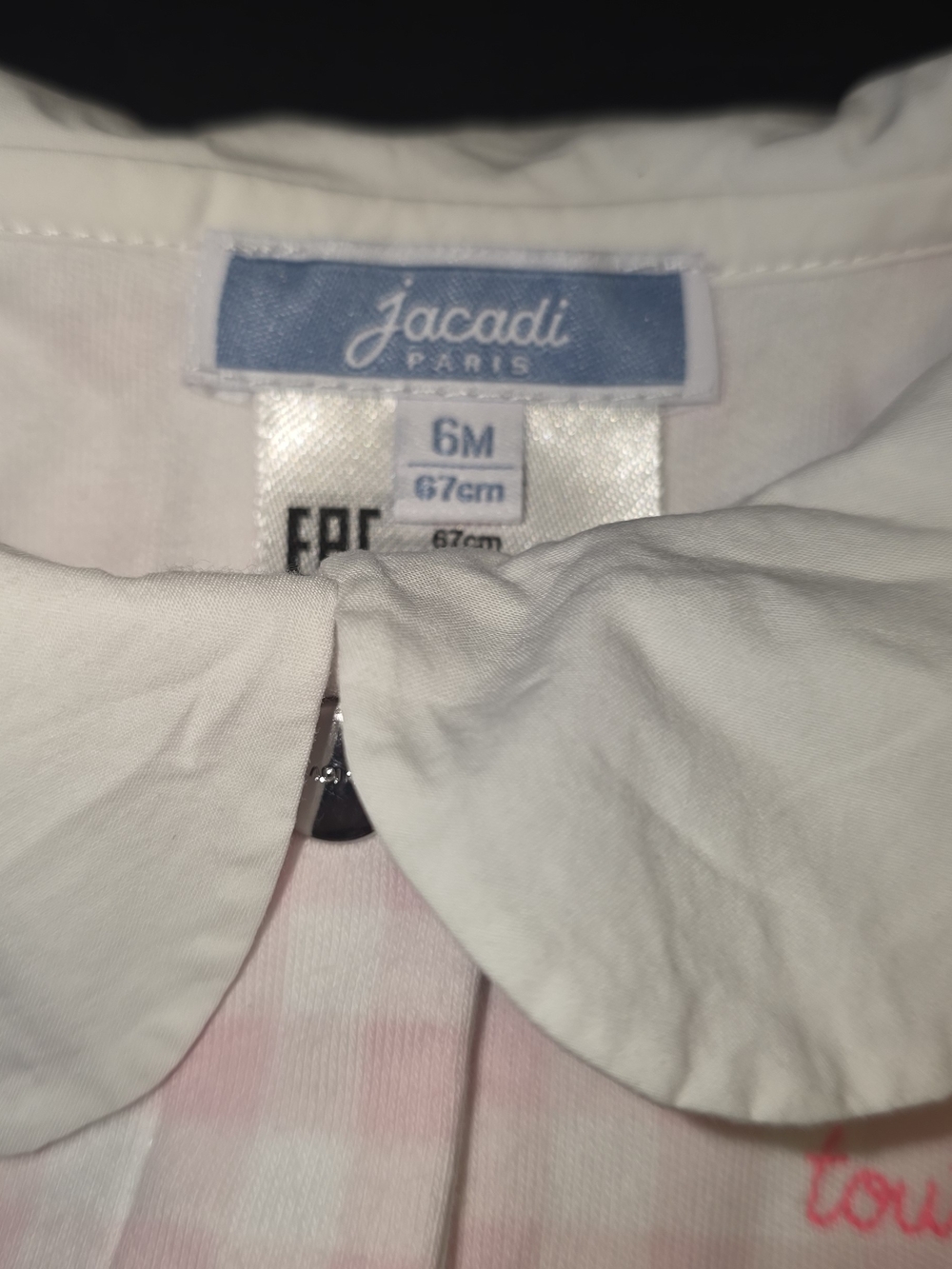 Jacadi Pink Gingham Footed One-Piece-6 Months NWOT - Picture 5 of 8